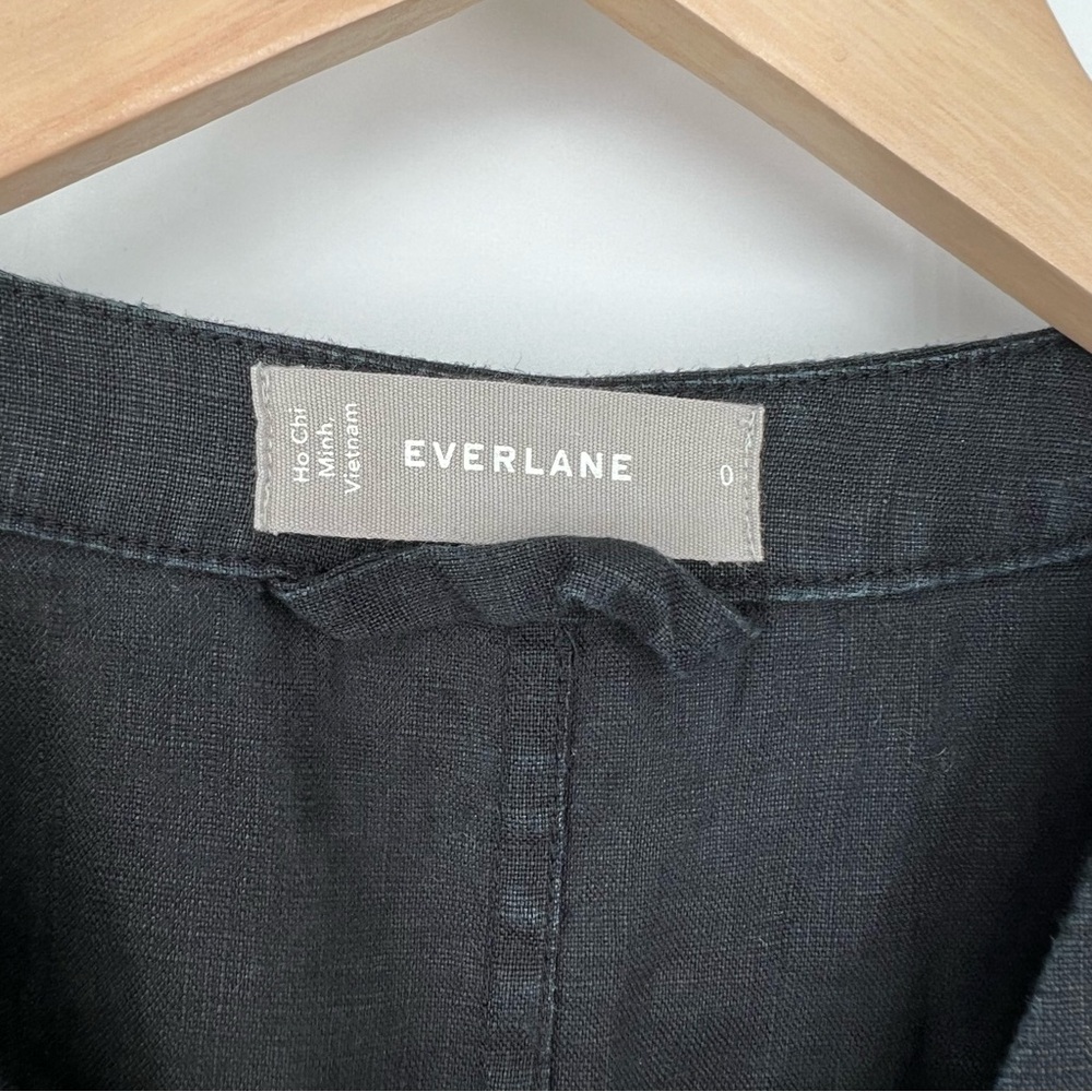 EVERLANE Women's The 100% Linen Short-Sleeve‎ Jumpsuit Size 0 Black - Picture 5 of 14